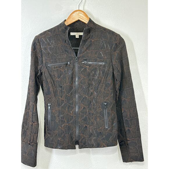 VTG Y2K Cache Luxe 2 Pc Low Rise Flare Pants (2) Zip Jacket Set (XS) Brown Black - Picture 4 of 16